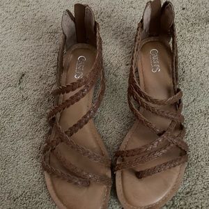 Size 10 brown leather Carlos Santana sandals. Barely worn. Comes with the box.